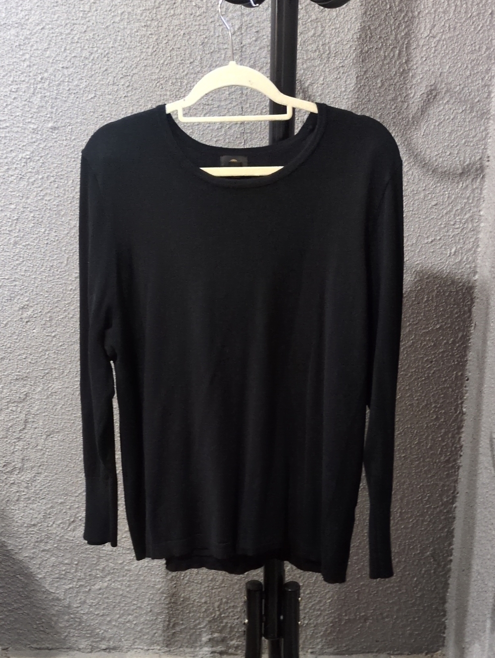 Women's Black Crewneck Sweater - Classic Lightweight Knit